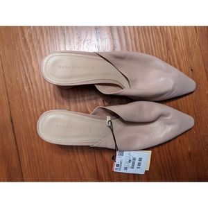 NWT Zara Leather Nude Heels